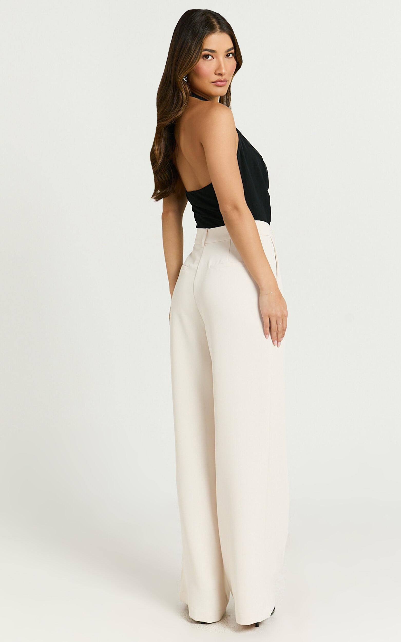 Bonnie Pants - High Waisted Tailored Wide Leg Pants in Bone Product Image