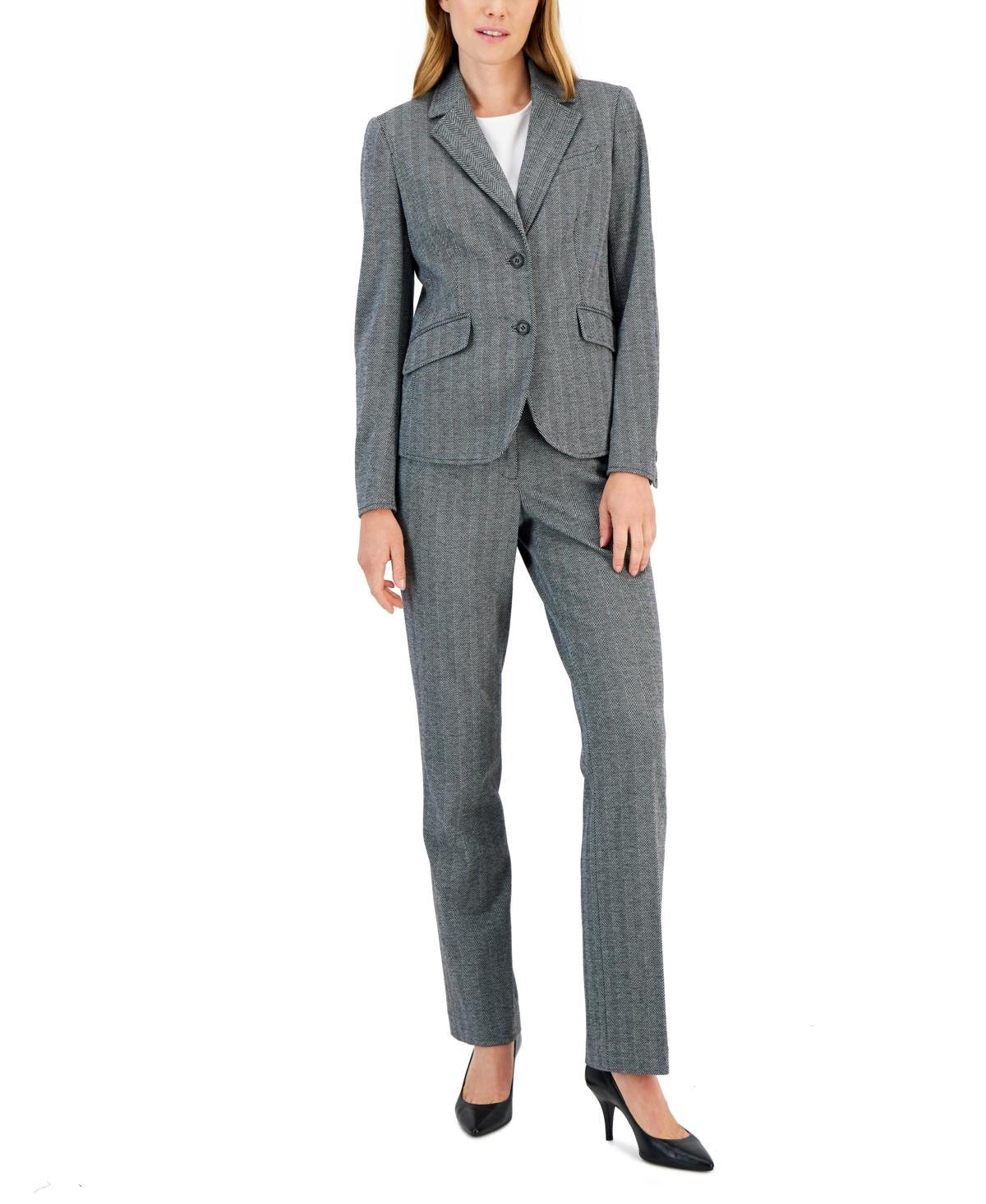 Anne Klein Womens Herringbone Two-Button Jacket & Flare-Leg Pants & Pencil Skirt Product Image