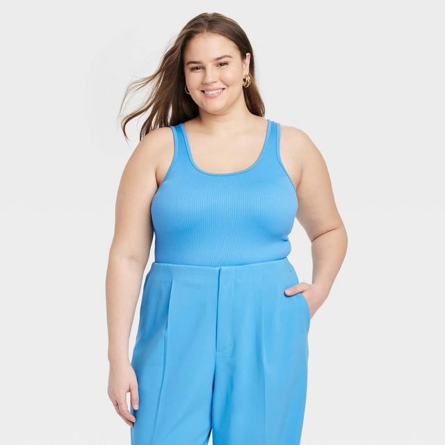 Womens Seamless Slim Fit Tank Top - A New Day Blue XXL Product Image