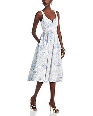 Cinq a Sept Garden Toile Notch Neck Midi Dress Product Image