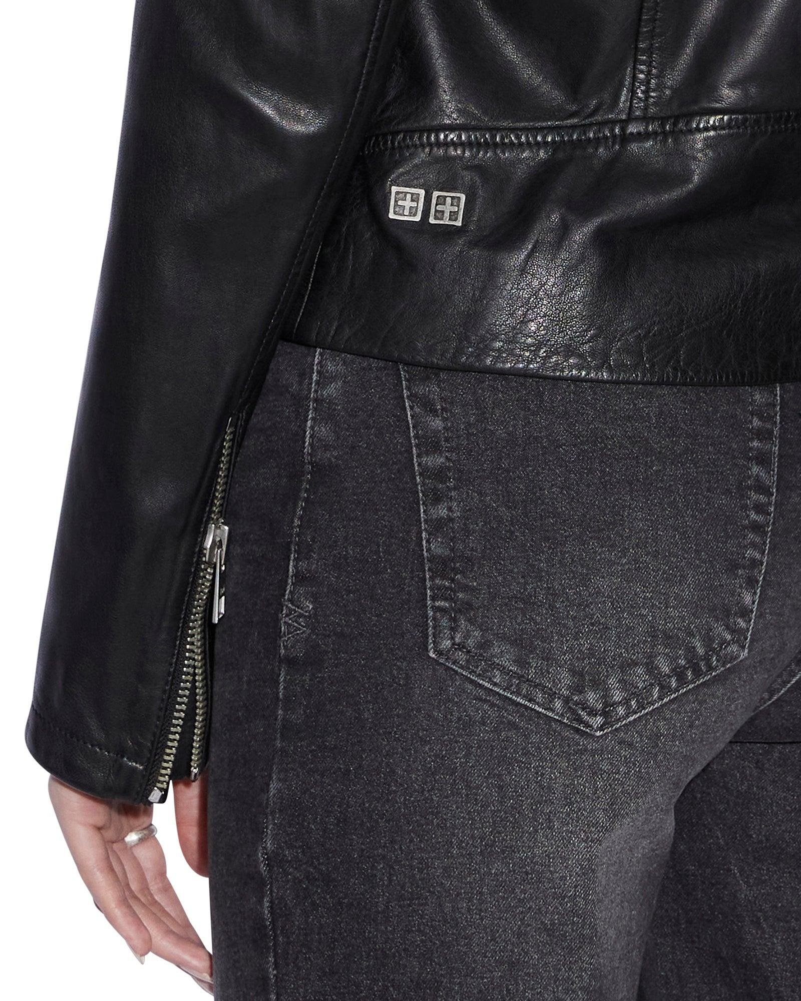 AMPLIFY LEATHER JACKET BLACK Female Product Image