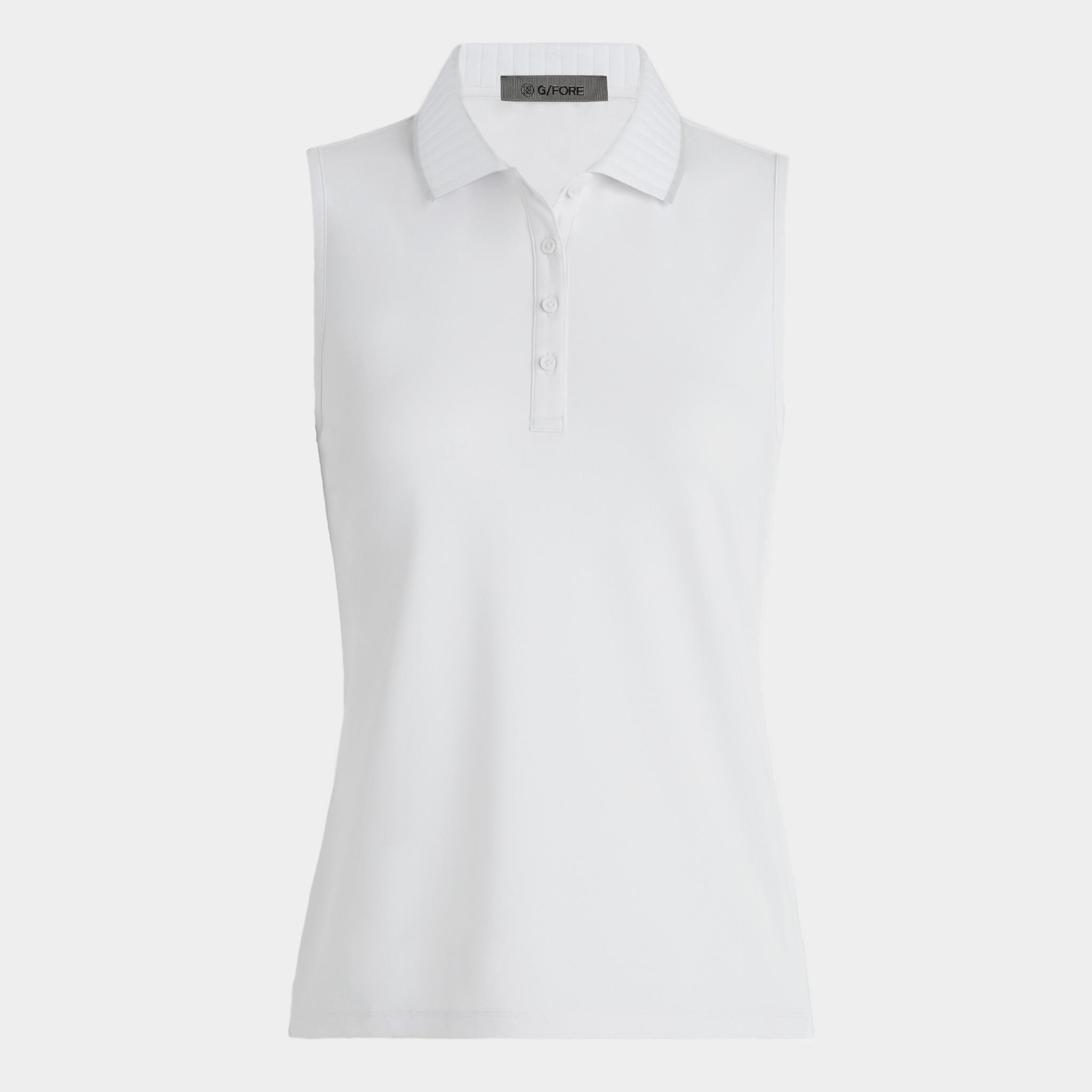 PLEATED COLLAR TECH PIQUÉ SLEEVELESS POLO Product Image