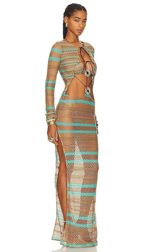 Jaded London Allure Stripe Knitted Maxi Dress Size XS. Product Image