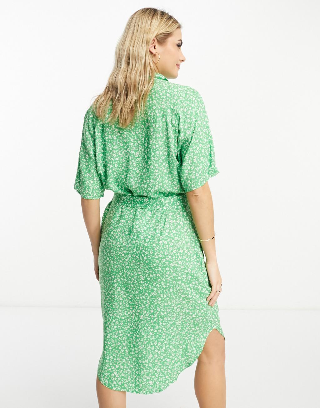 Monki tie waist midi shirt dress Product Image