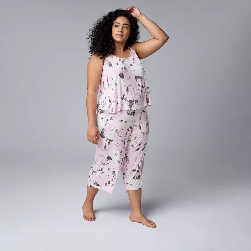 Plus Size Simply Vera Vera Wang 2-pc. Tank Top & Culotte Pajama Set, Womens Product Image