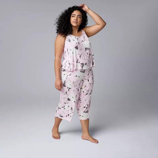 Plus Size Simply Vera Vera Wang 2-pc. Tank Top & Culotte Pajama Set, Womens Product Image