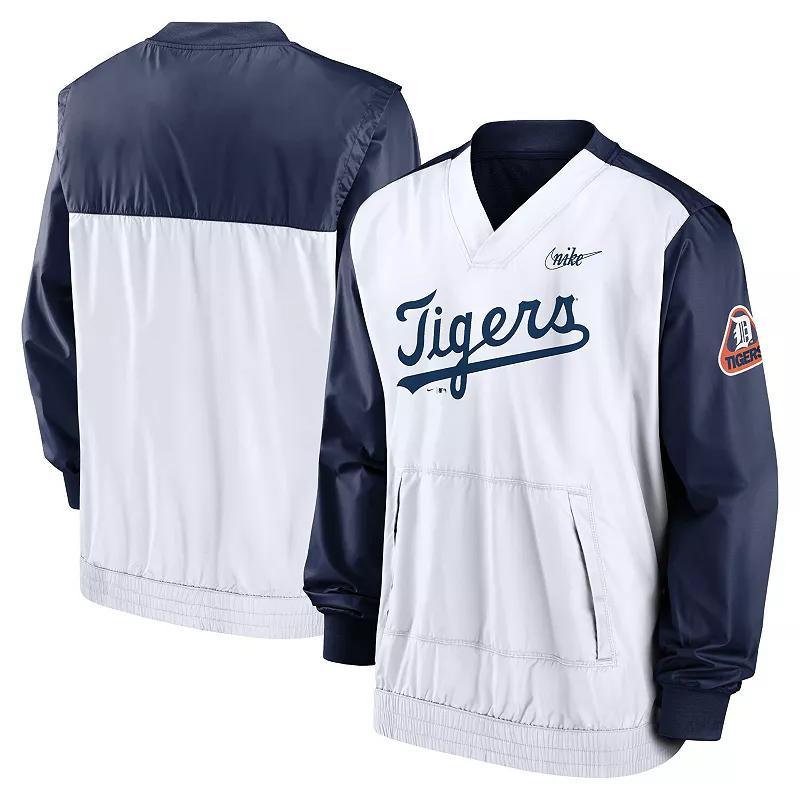 Mens Nike /White Detroit Tigers Cooperstown Collection V-Neck Pullover Windbreaker Blue Product Image