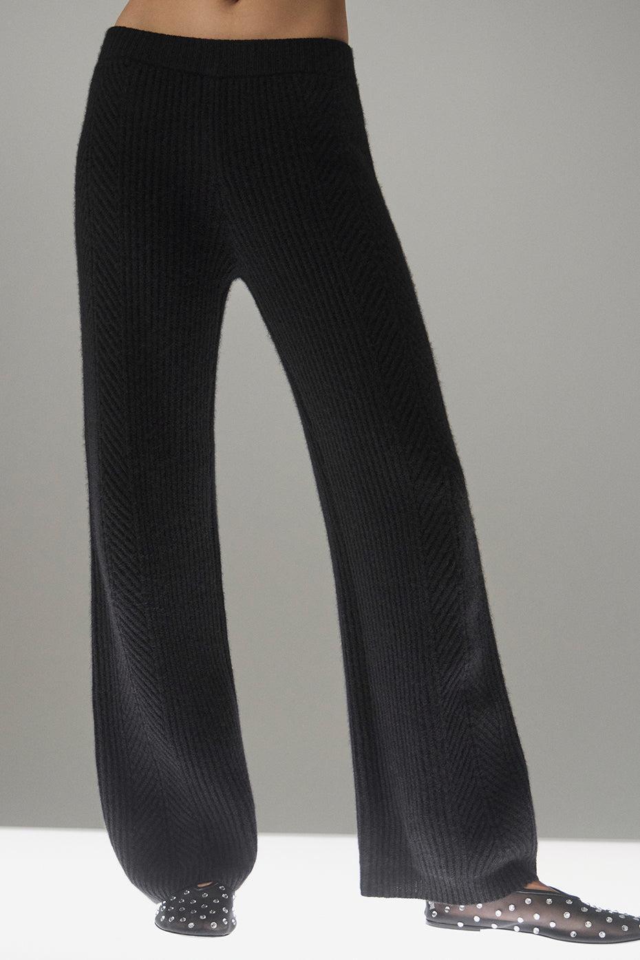 Winter Magic Cashmere Wide Leg Pant - Black Product Image