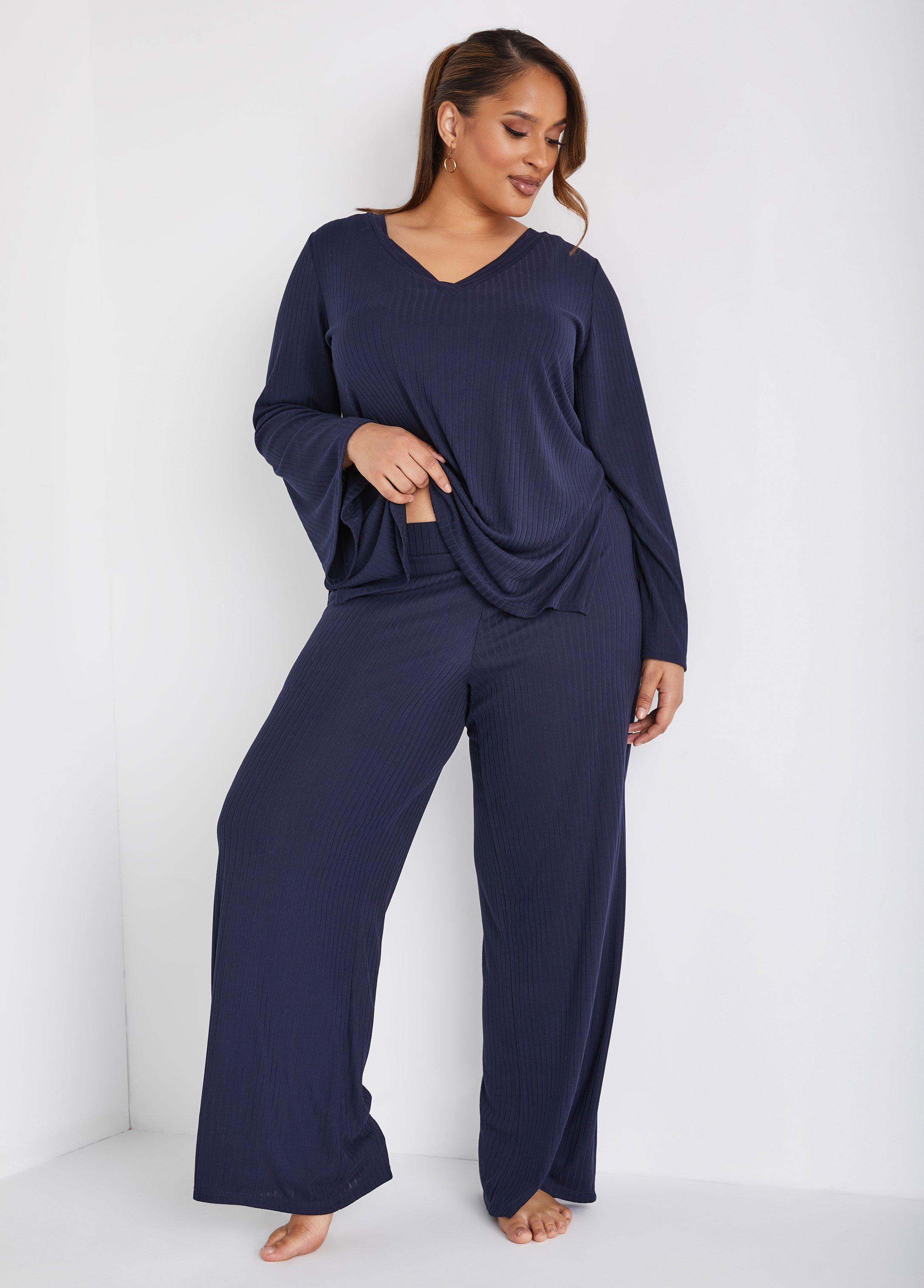 Plus Size Ribbed Lounge Straight Leg Pants Ashley Stewart product image