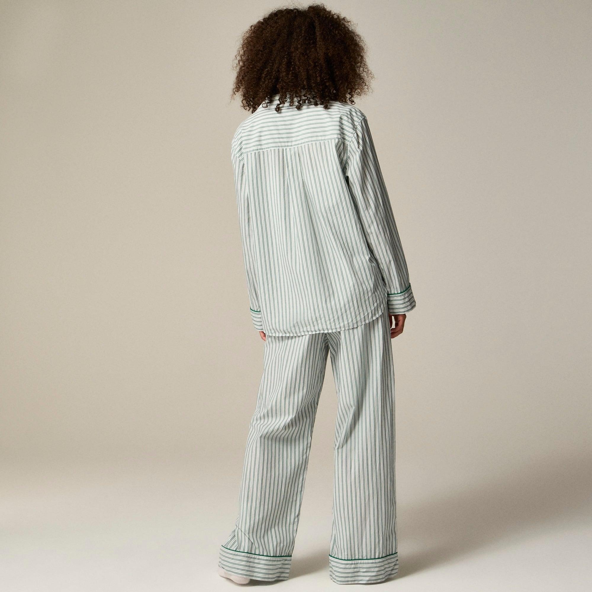 Pajama pant set in striped cotton poplin Product Image