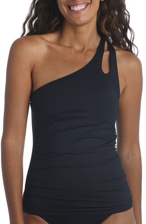 La Blanca Island Goddess Ruched One-Shoulder Tankini Top Product Image