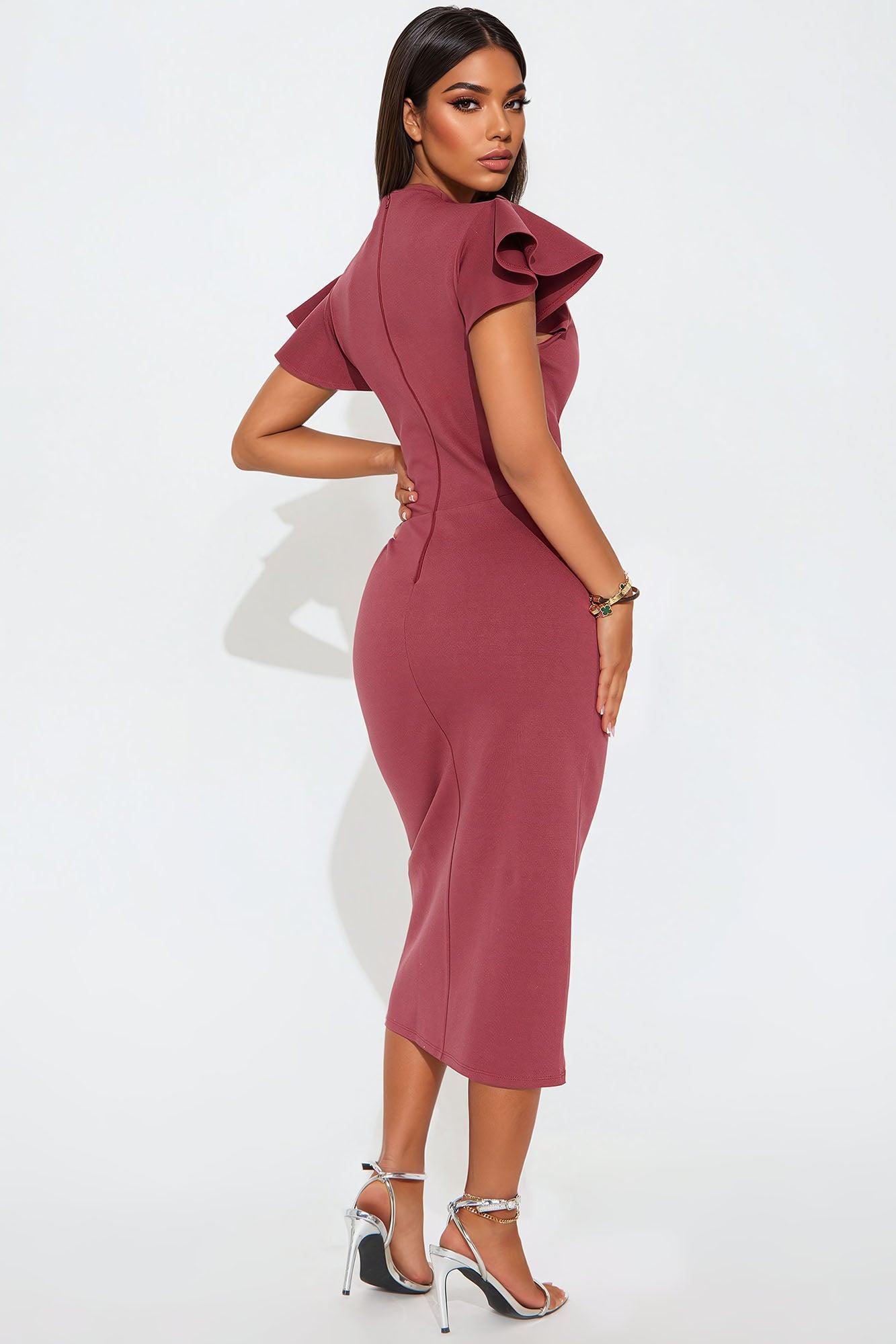 Business Babe Ponte Midi Dress - Marsala Product Image