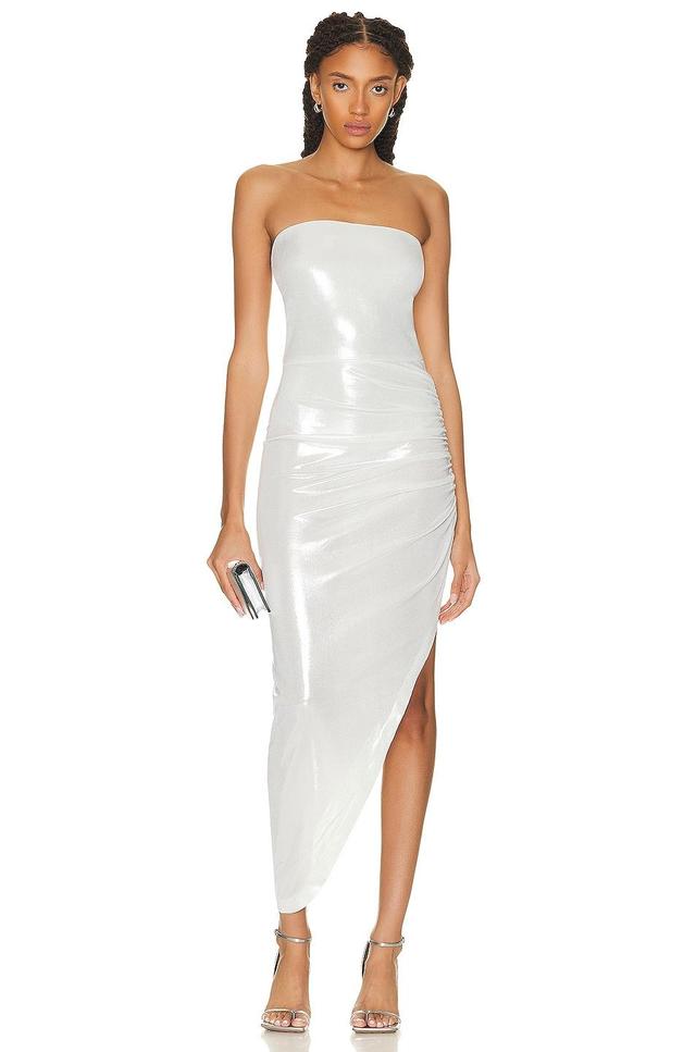 Norma Kamali Strapless Side Drape Gown in White Product Image