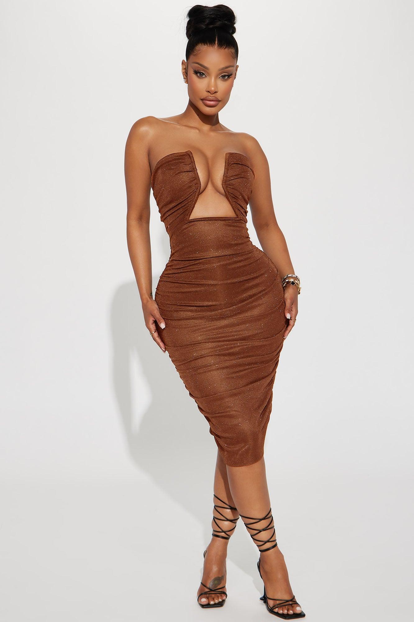 Corrine Ruched Midi Dress - Copper Product Image