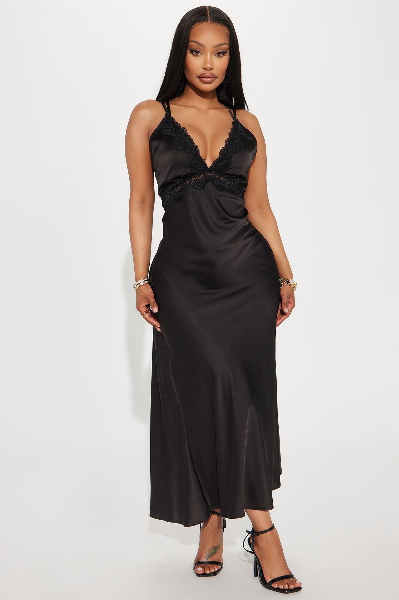 Serenity Satin Maxi Dress - Black product image