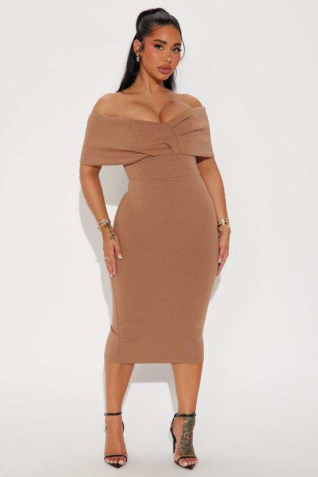 Emmabella Off Shoulder Midi Dress - Mocha Product Image