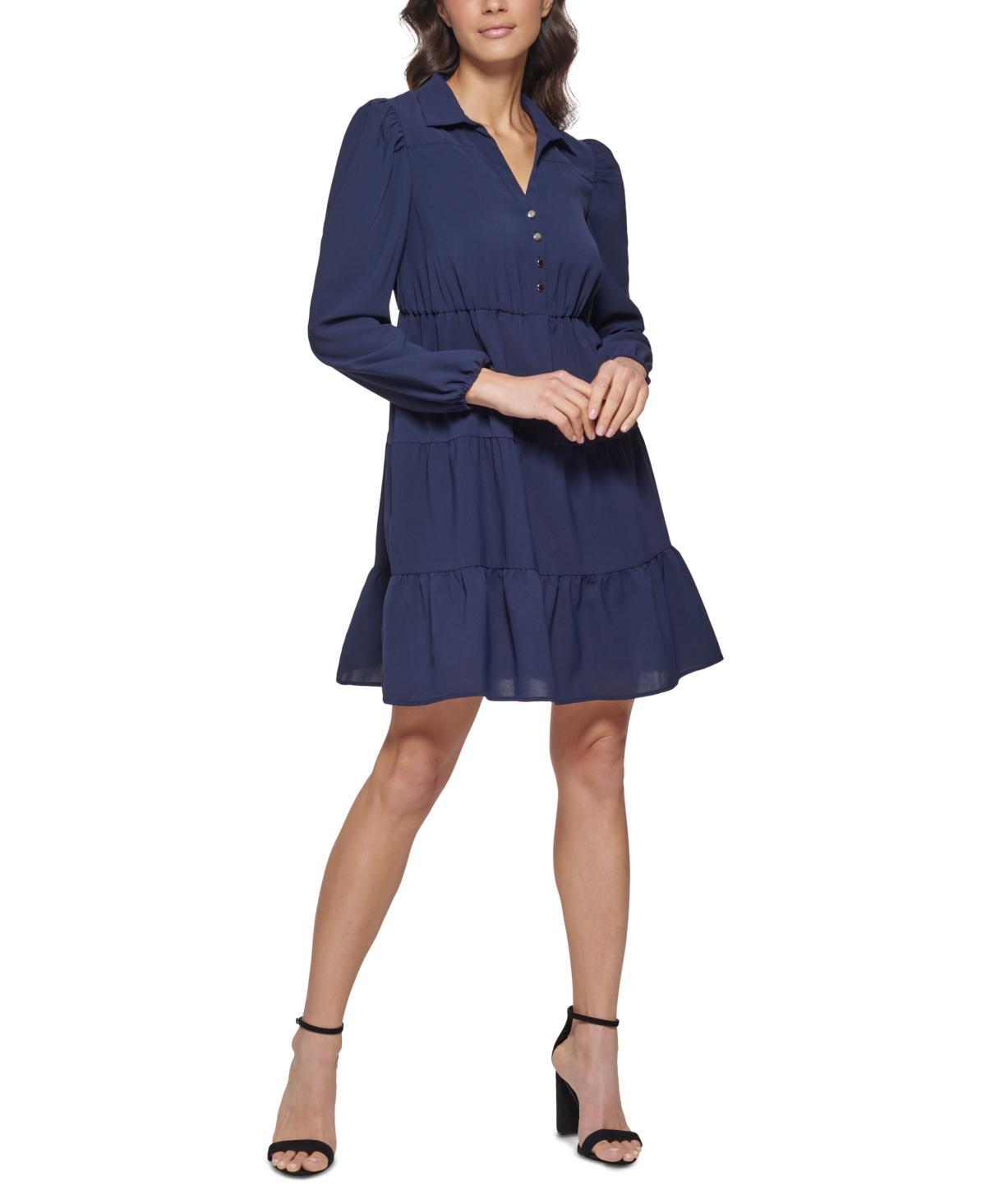 kensie Collared Tiered Shift Dress Product Image