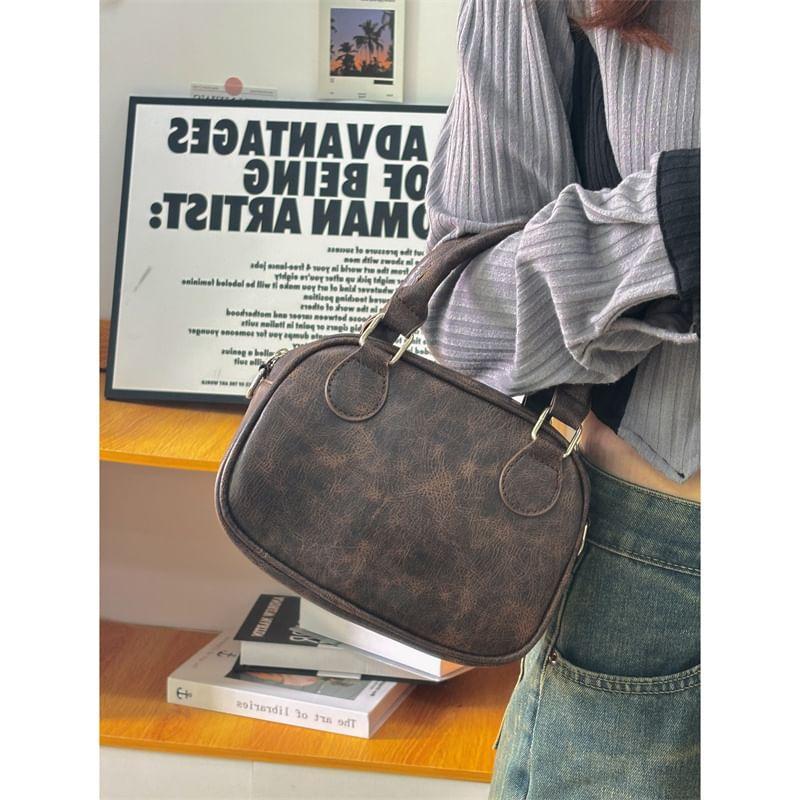 Faux Leather Bowler Bag Product Image