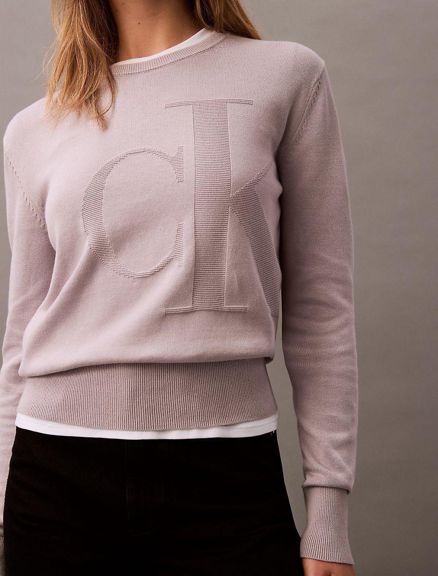 Smooth Cotton Relaxed Monogram Logo Sweater Product Image