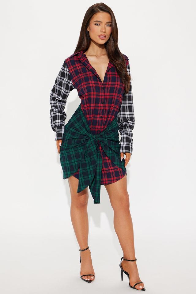 No Nonsense Plaid Mini Dress - Red/combo Product Image