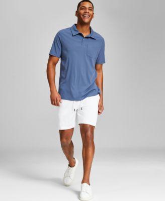 Now This Mens Textured Polo Shirt Regular Fit Brushed Twill Drawstring Shorts Created For Macys Product Image