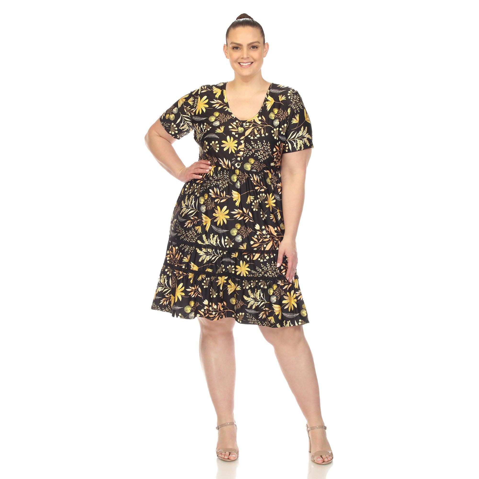 Floral Short Sleeve Knee Length Dress - Plus Product Image