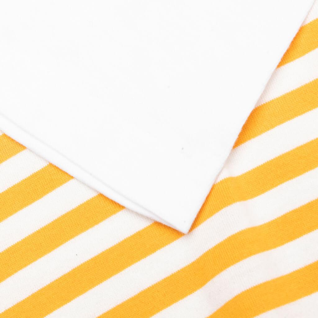 Women's Striped White Sleeve L/S T-Shirt - Yellow Female Product Image