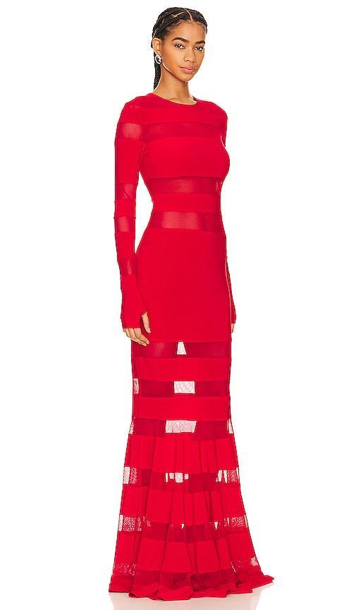 Norma Kamali Spliced Dress Fishtail Gown in Red Product Image