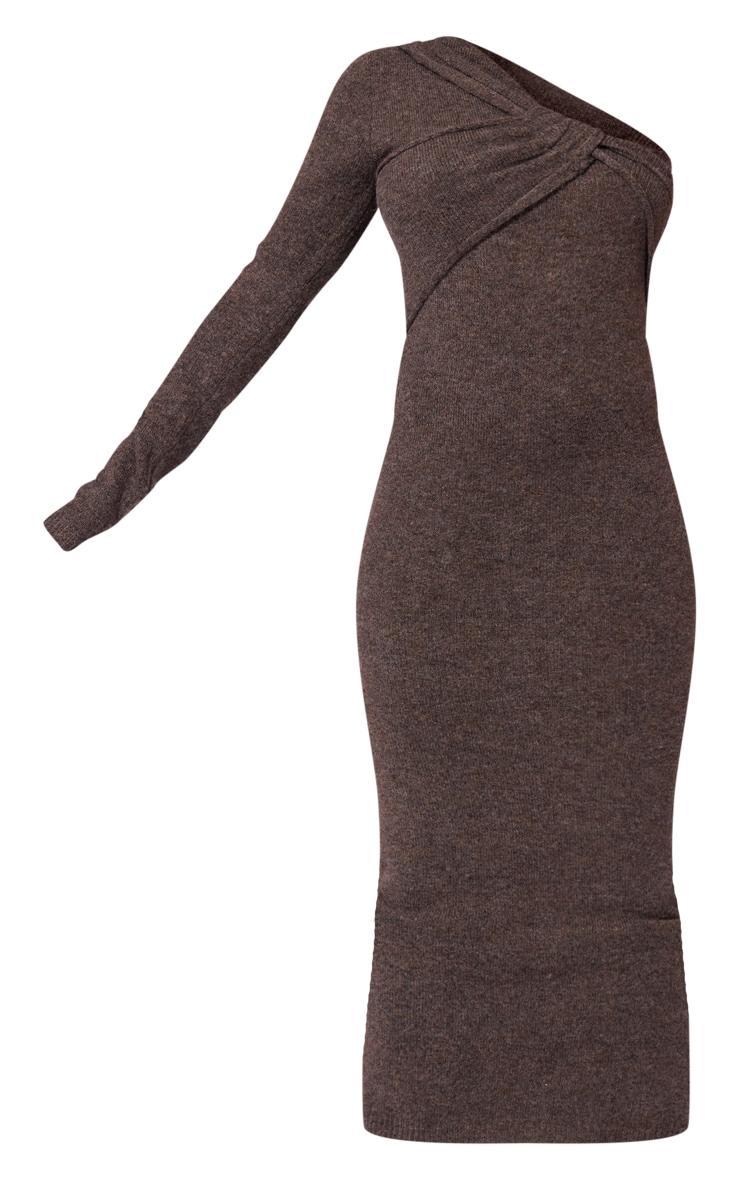 Chocolate Luxe Knit Twist Front Midi Dress Product Image