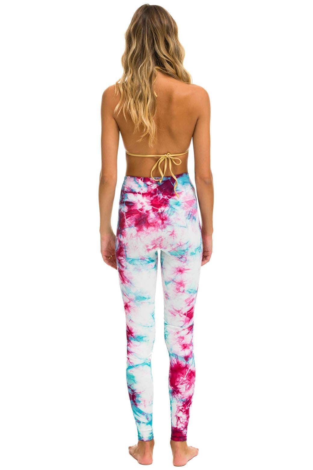 HAND DYED FULL LENGTH HI-RISE LEGGINGS - TIE DYE TURQUOISE Female Product Image