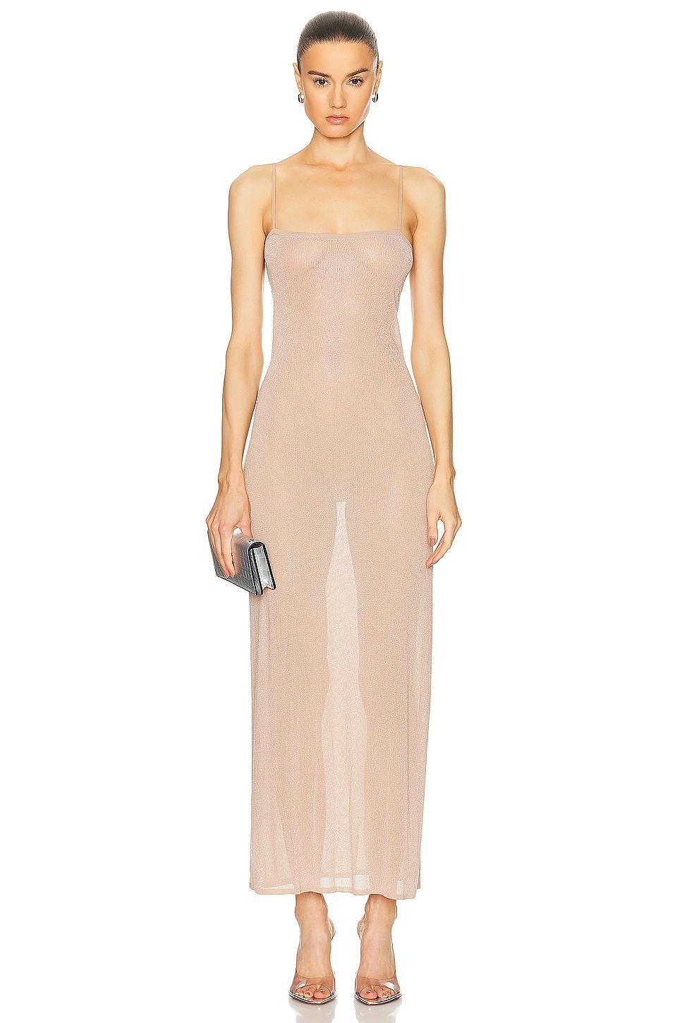 Alexander Wang Cami Slip Dress With Clear Bead Hotfix in Metallic Gold product image