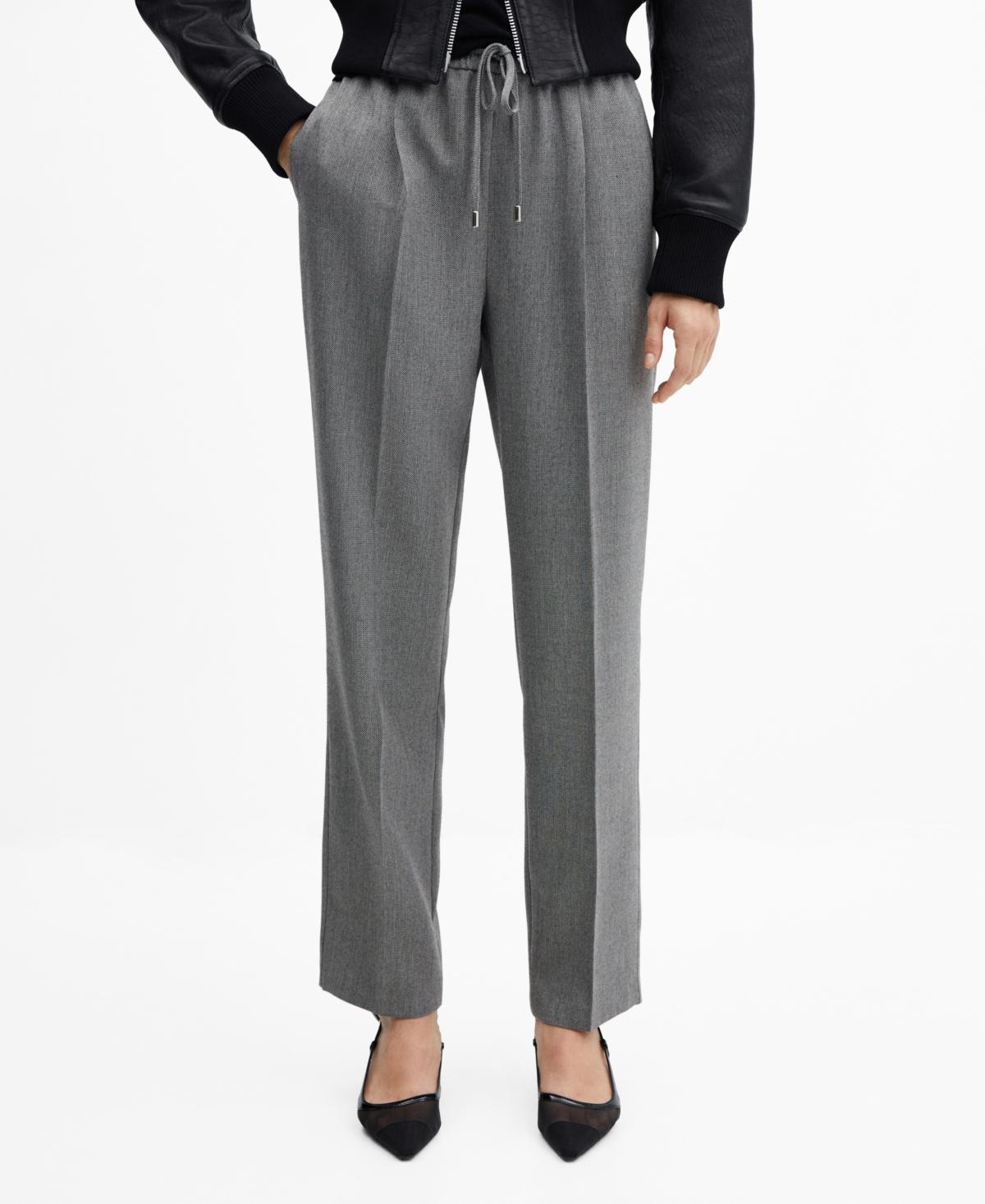 MANGO - Jogger pants with seam detail grey - L - Women Product Image