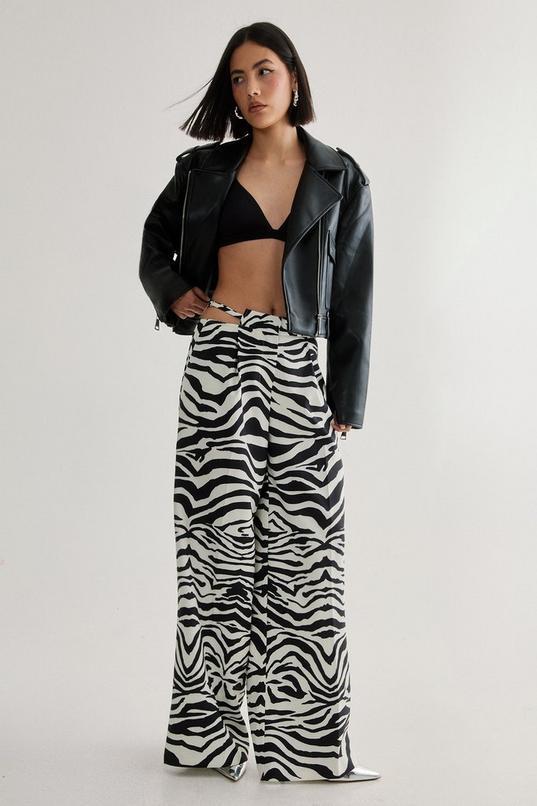 Zebra Print Tailored Cut Out Detail Trouser Product Image