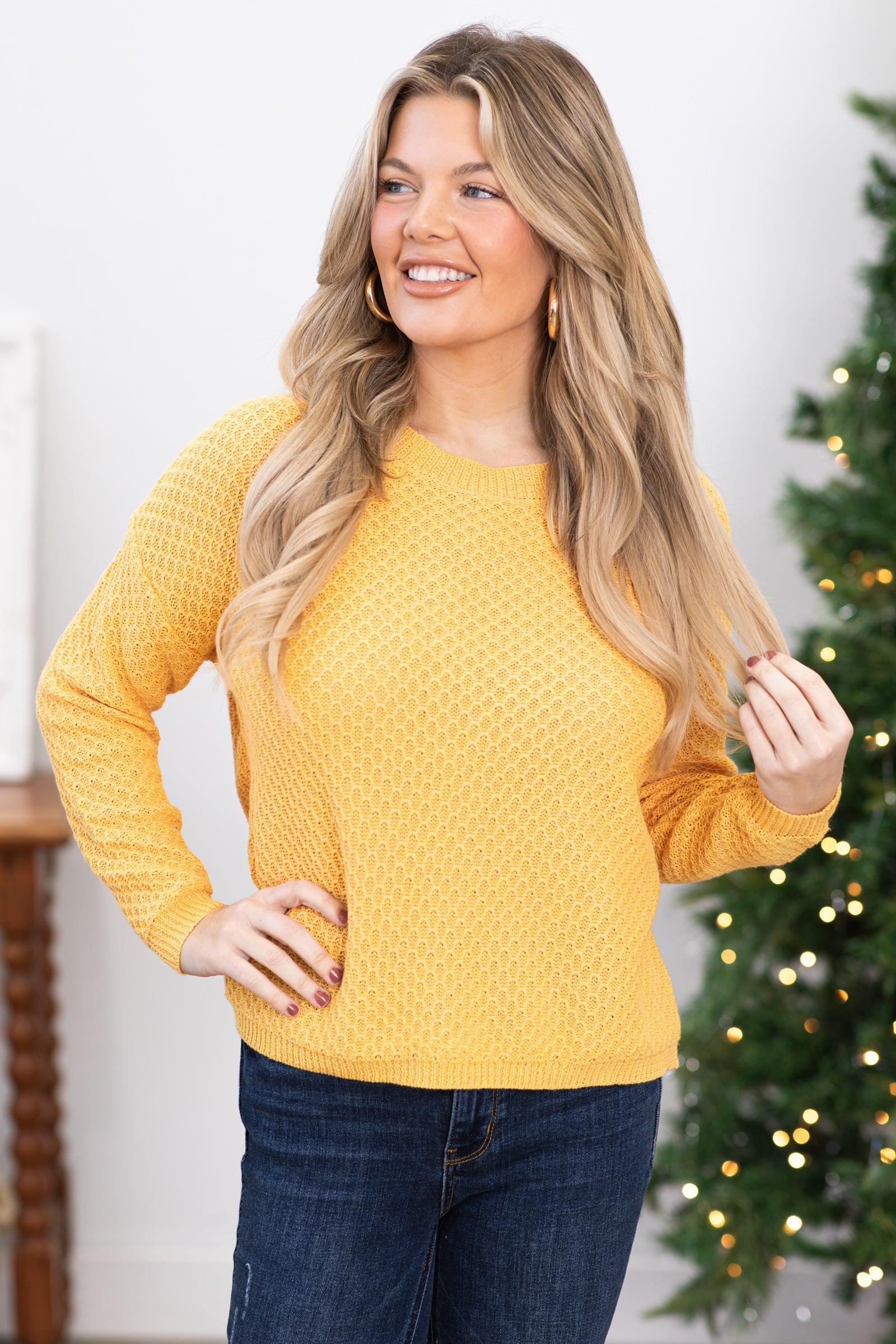 Yellow Textured Raglan Sleeve Sweater product image