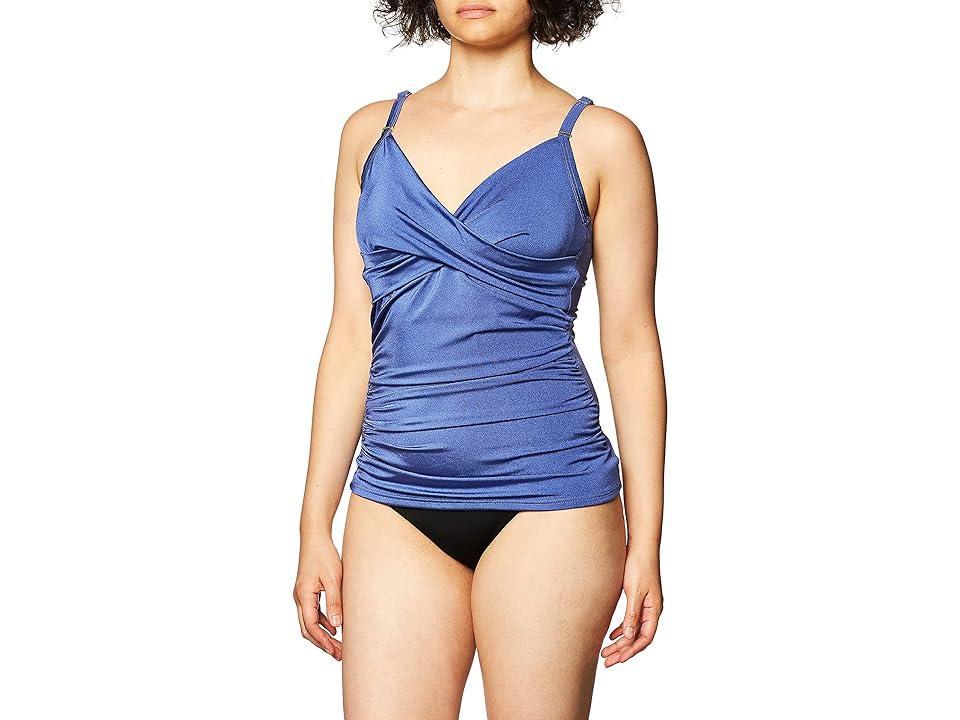 Calvin Klein Women's Standard Tankini Swimsuit with Adjustable Straps and Tummy Control (Violet Shimmer) Women's Swimwear Product Image