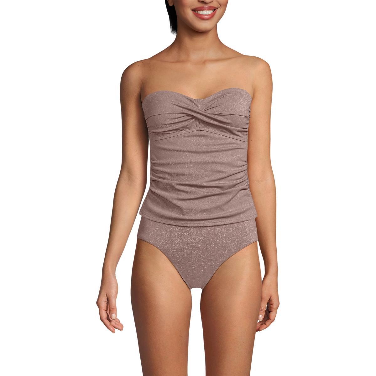 Lands End Womens Shine Wrap Bandeau Tankini Swimsuit Top Product Image