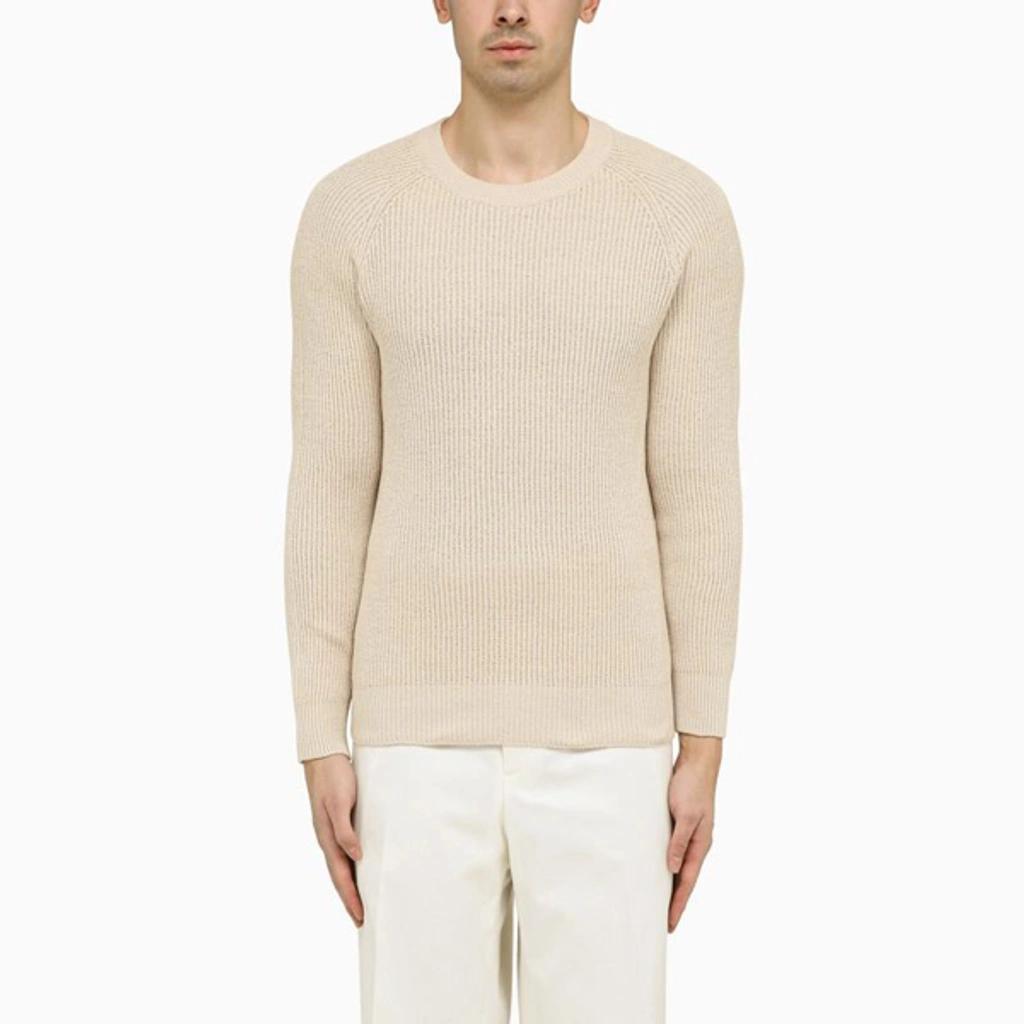 Ribbed-knit Cotton Jumper In Beige Product Image