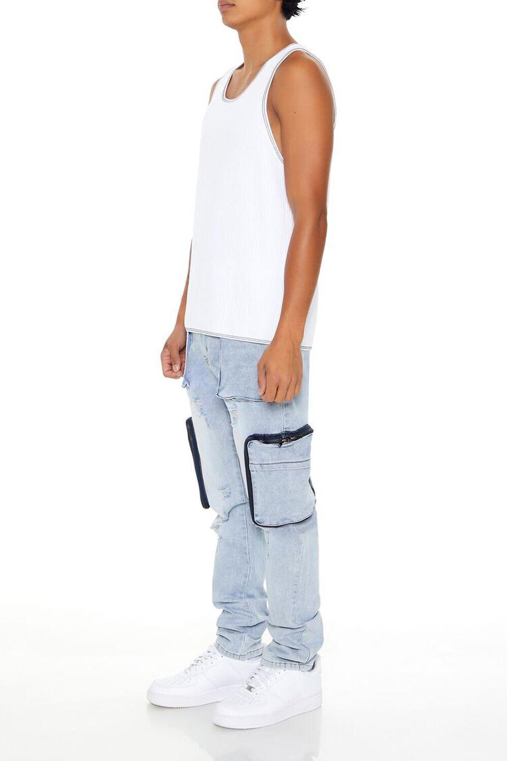 Distressed Slim-Fit Cargo Jeans | Forever 21 Product Image