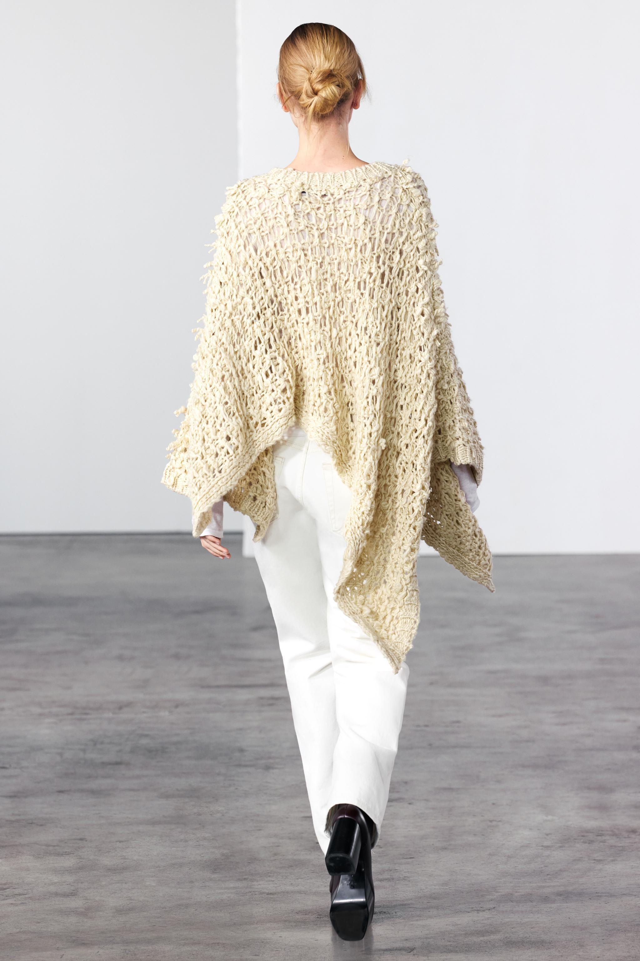 OPENWORK KNIT PONCHO SWEATER Product Image