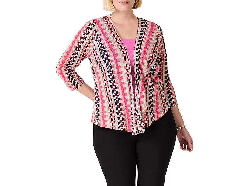 NIC+ZOE Plus Pixel Sunset 4-Way Cardigan Multi) Women's Sweater Product Image