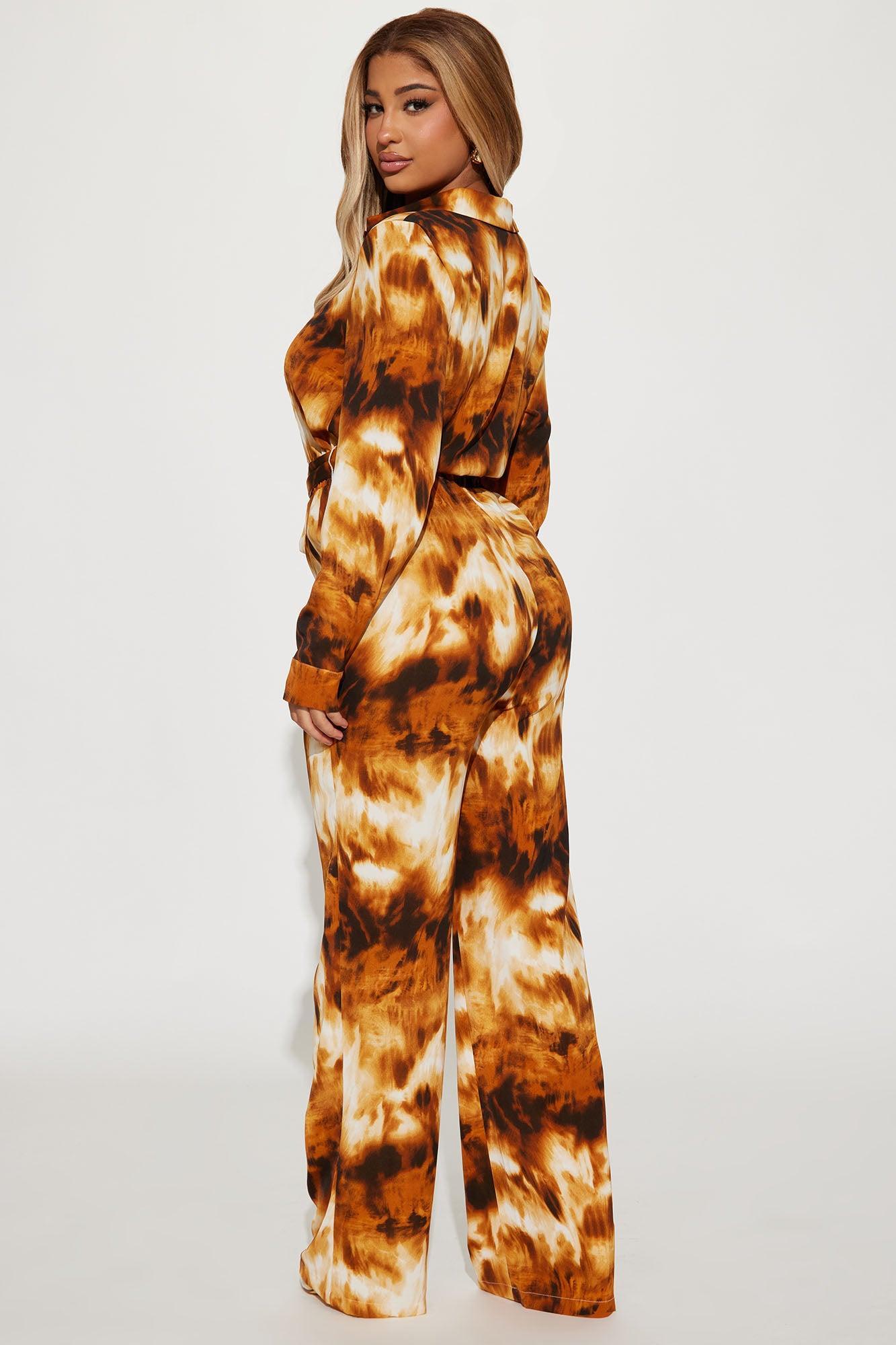 Never Lonely Tie Dye Jumpsuit - Brown/combo Product Image