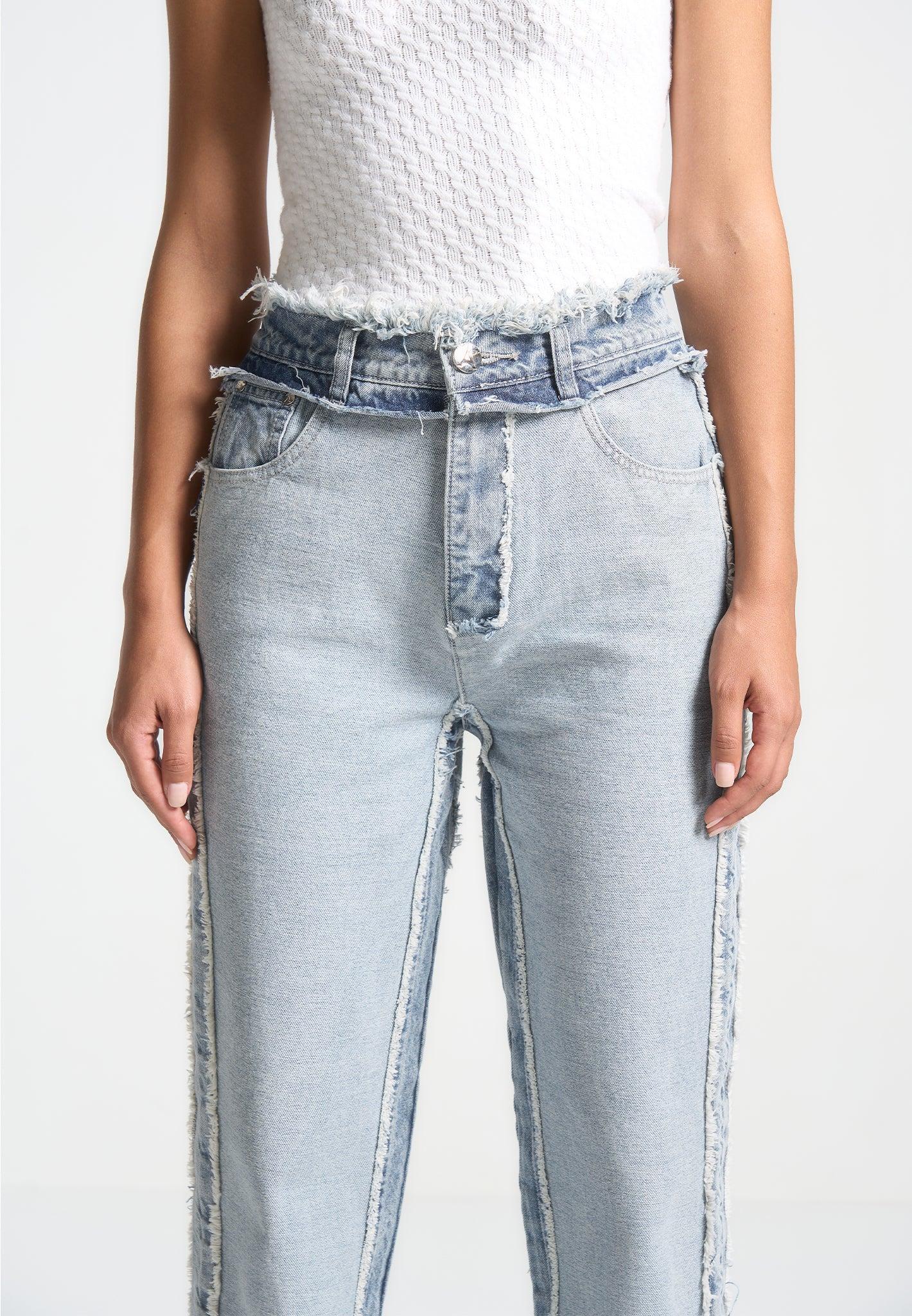 Distressed Mom Jeans - Mid Blue Female Product Image