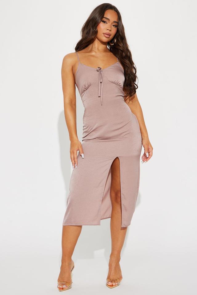 Elaine Satin Maxi Dress - Brown Product Image