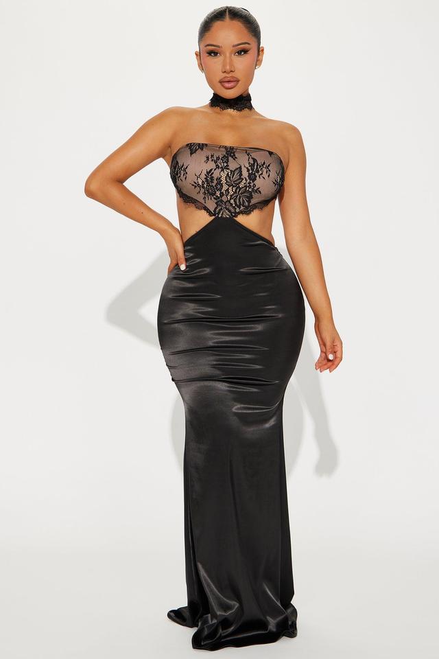 Kali Lace Satin Gown - Black Product Image