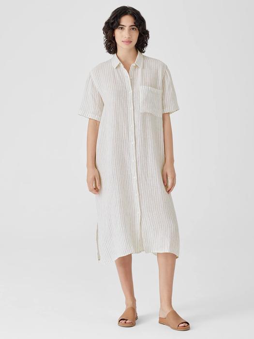 Puckered Organic Linen Shirtdress Product Image