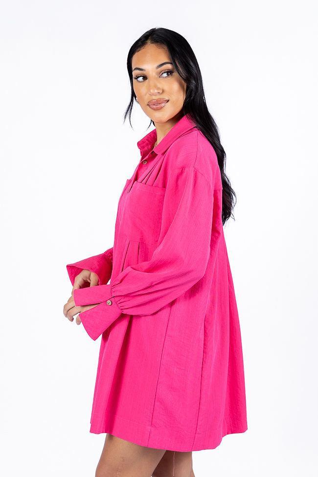 Write This Down Pink Button Up Shirt Dress SALE Product Image