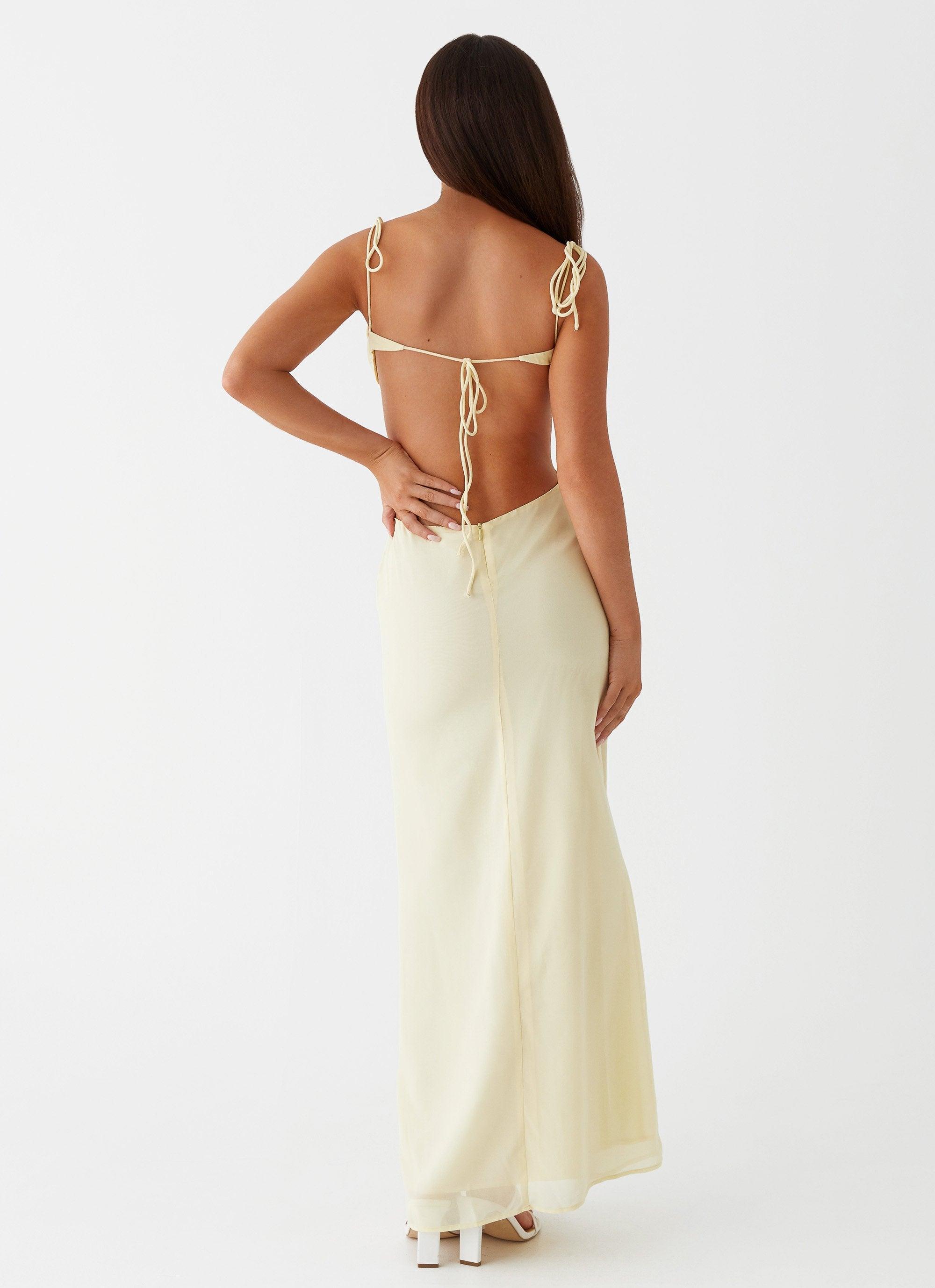 Tyra Ruched Maxi Dress - Yellow Product Image