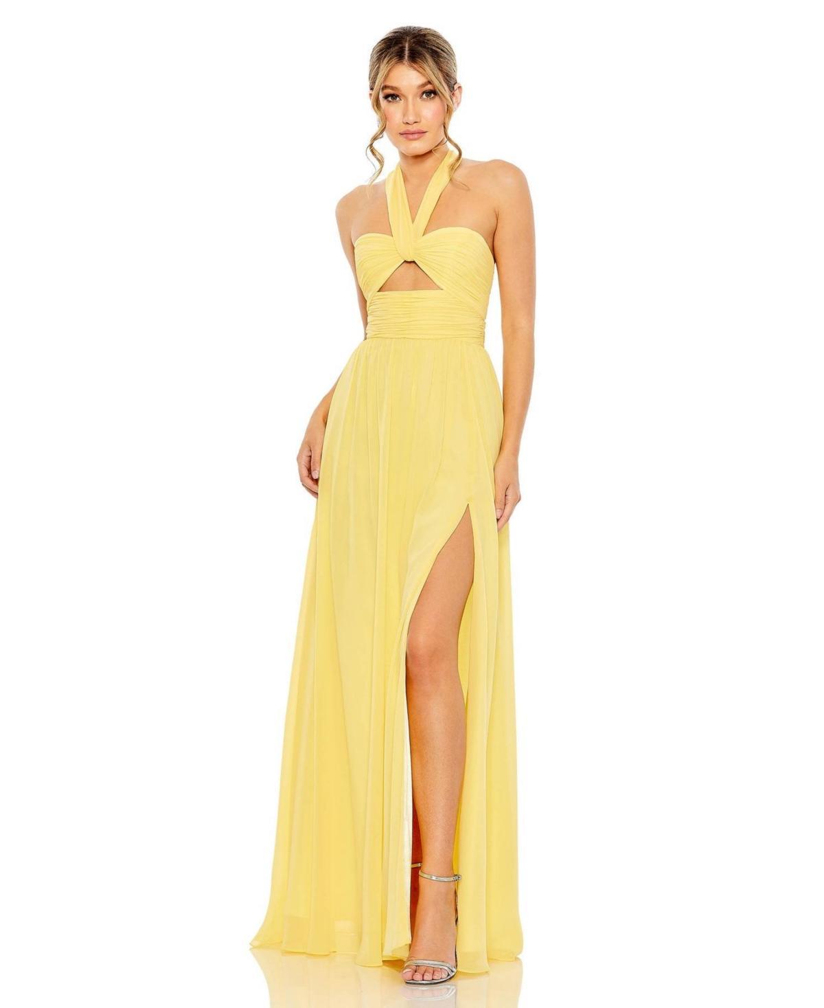 Mac Duggal Ruched Halter Neck Gown Product Image