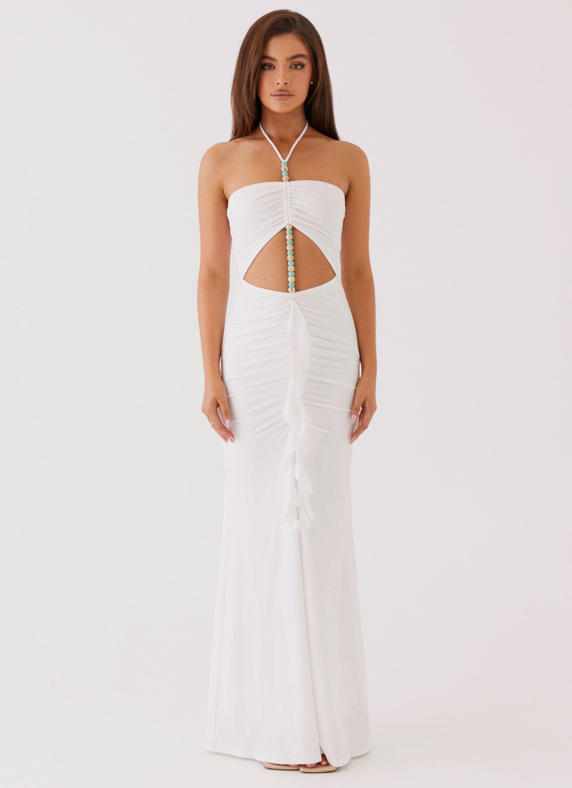 Serina Ruffle Maxi Dress - White Product Image