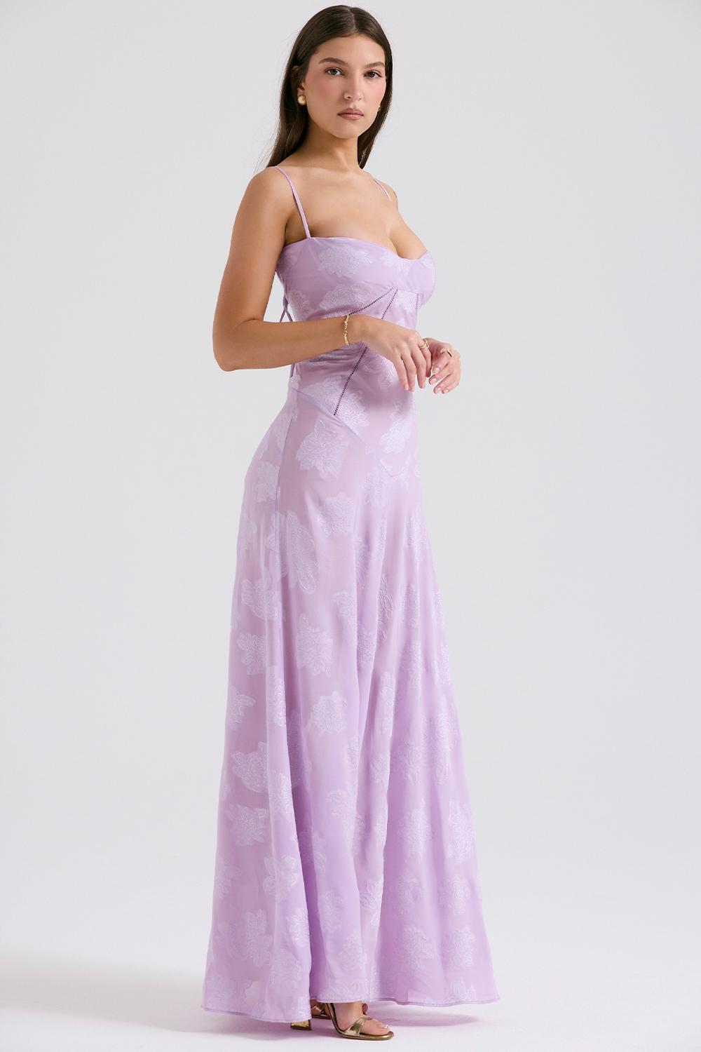 Seren Orchid Floral Lace Back Maxi Dress product image